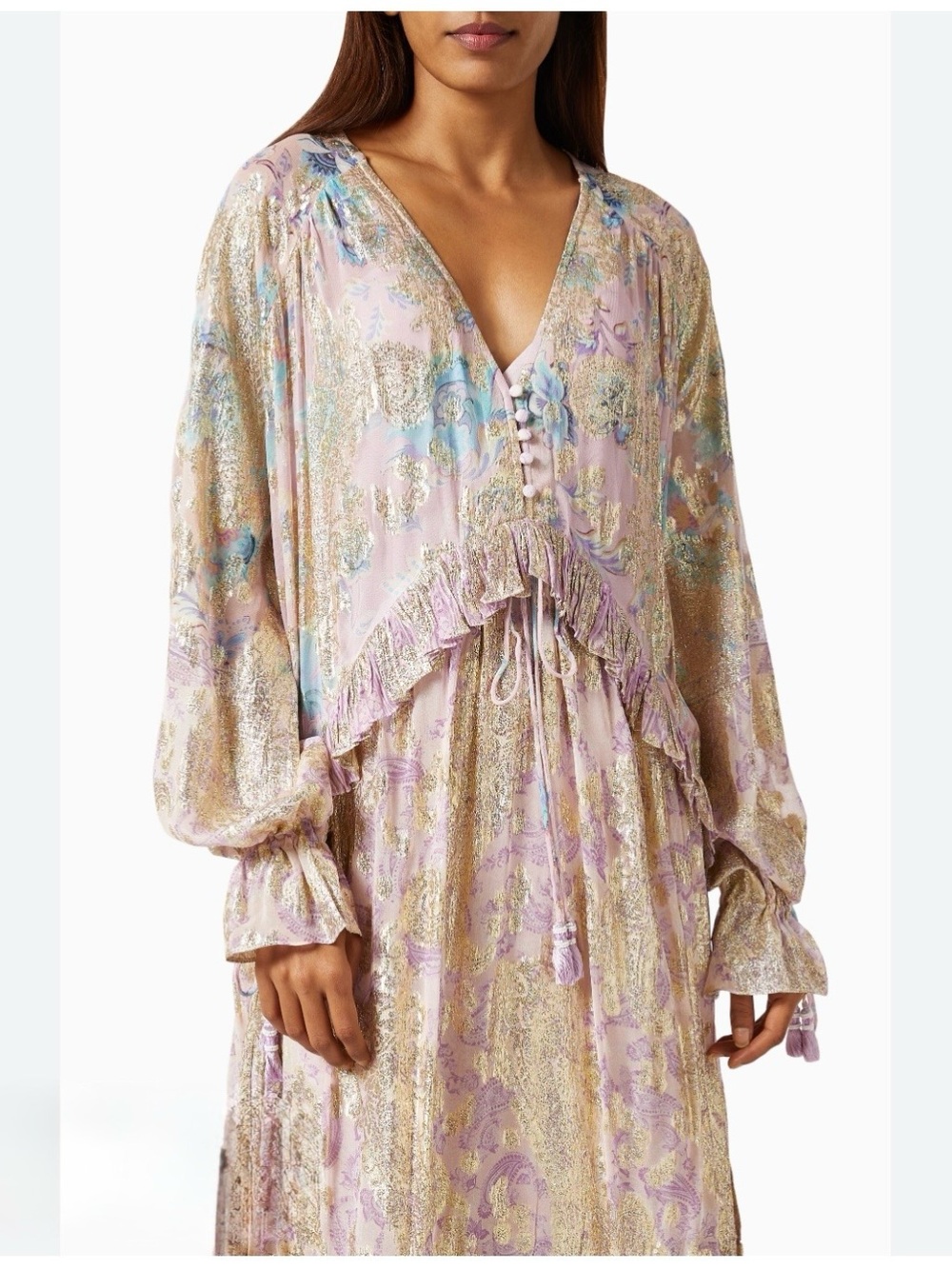 HEMANT & NANDITA Pastel Lavender Floral Kaftan